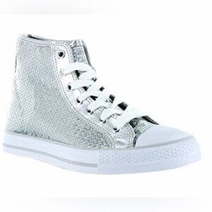 Gotta Flurt Women’s Silver Sequin Disco 2 Hi Top Sneakers Size 9